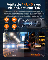 Vision nocturne HDR de la 70mai A810 Lite comparée à une dashcam classique