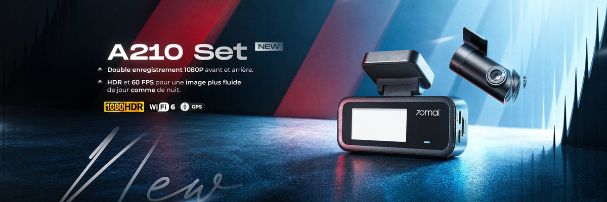 70mai A210 Set dashcam 1080P HDR avant et arrière avec GPS