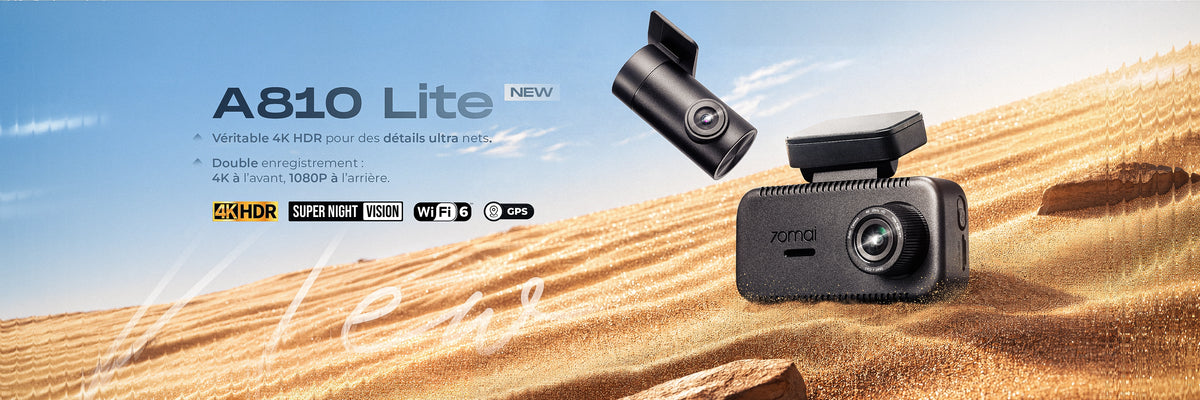 70mai A810 Lite dashcam 4K avant et arrière compatible 4G