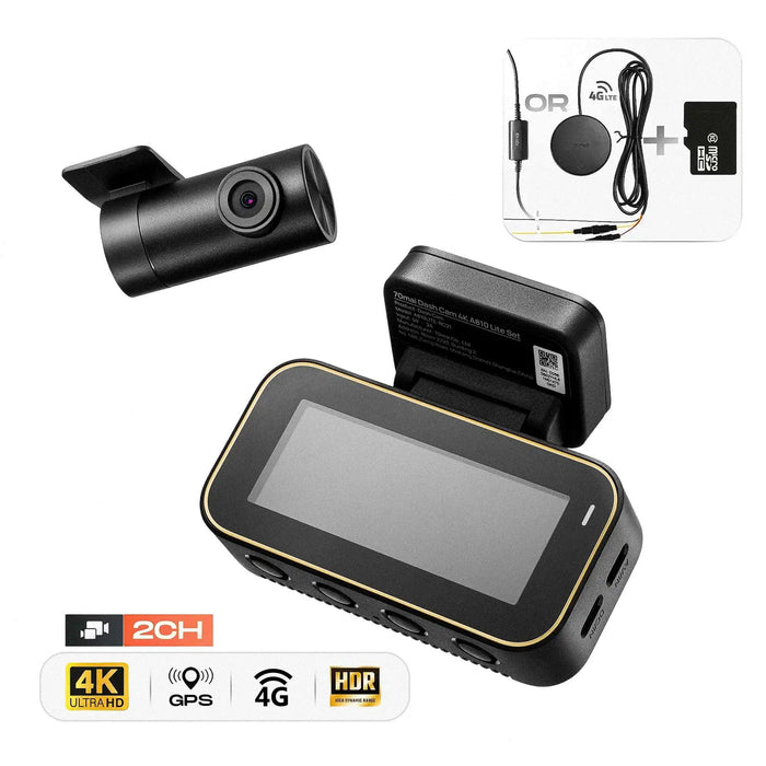Pack 70mai A810 Lite 4K HDR 4G | Dashcam Avant + Arrière