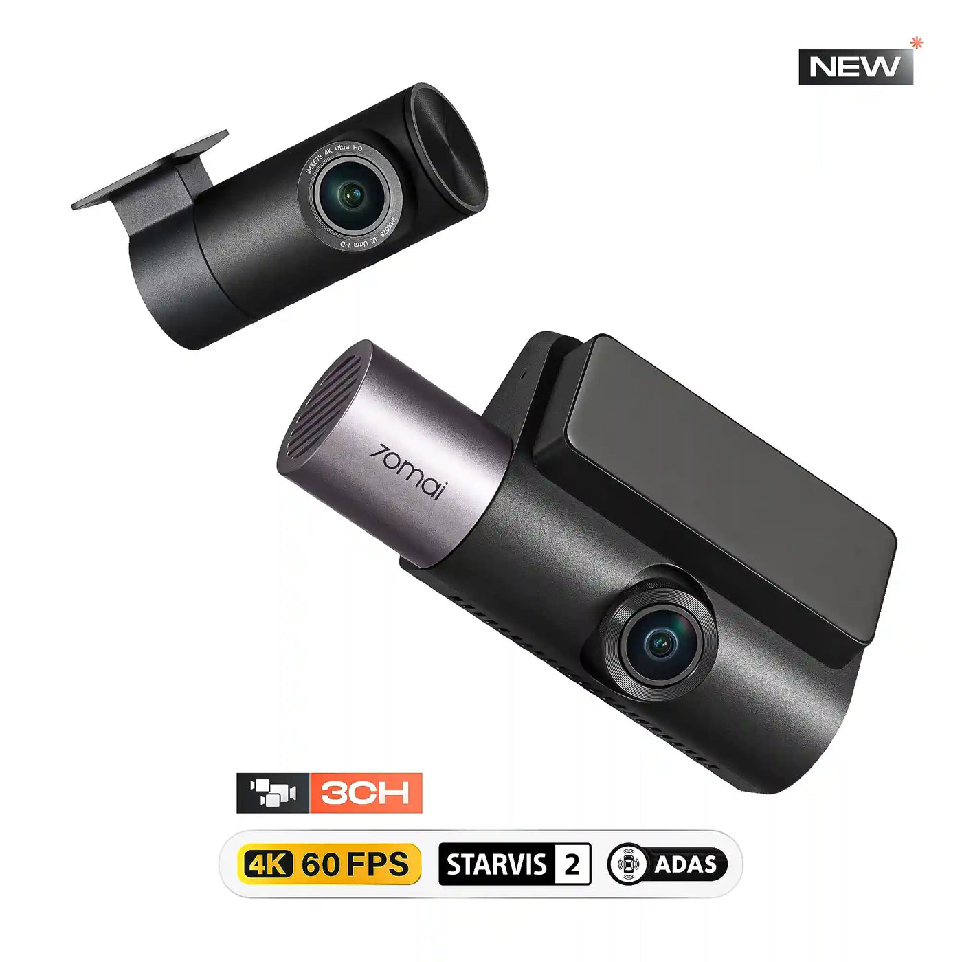 70mai T800 Dash Cam 4K HDR – Caméra Voiture Triple (Avant / Intérieur / Arrière) avec GPS, WiFi 6 & ADAS