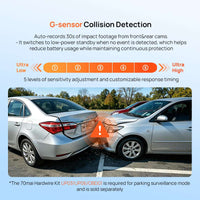 G-sensor 70mai A210 : détection de collision avec 5 niveaux de sensibilité