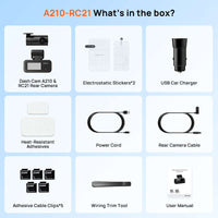 Contenu de la boîte 70mai A210 Set avec caméra arrière RC21 et accessoires